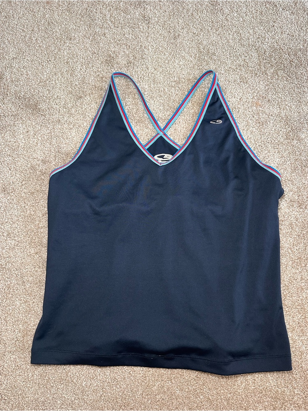Champion Navy Athletic Tank with Multicolor Contrast Trim